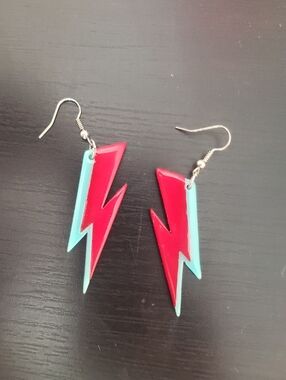 Ziggy Stardust David Bowie Lightning Bolt Dangle Earrings